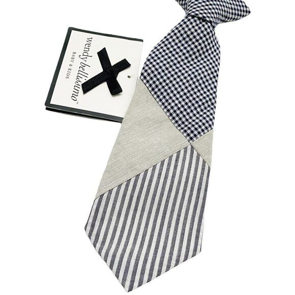 NEW Wendy Bellissimo Mixed Fabric Clip On Tie - Picture 2 of 4